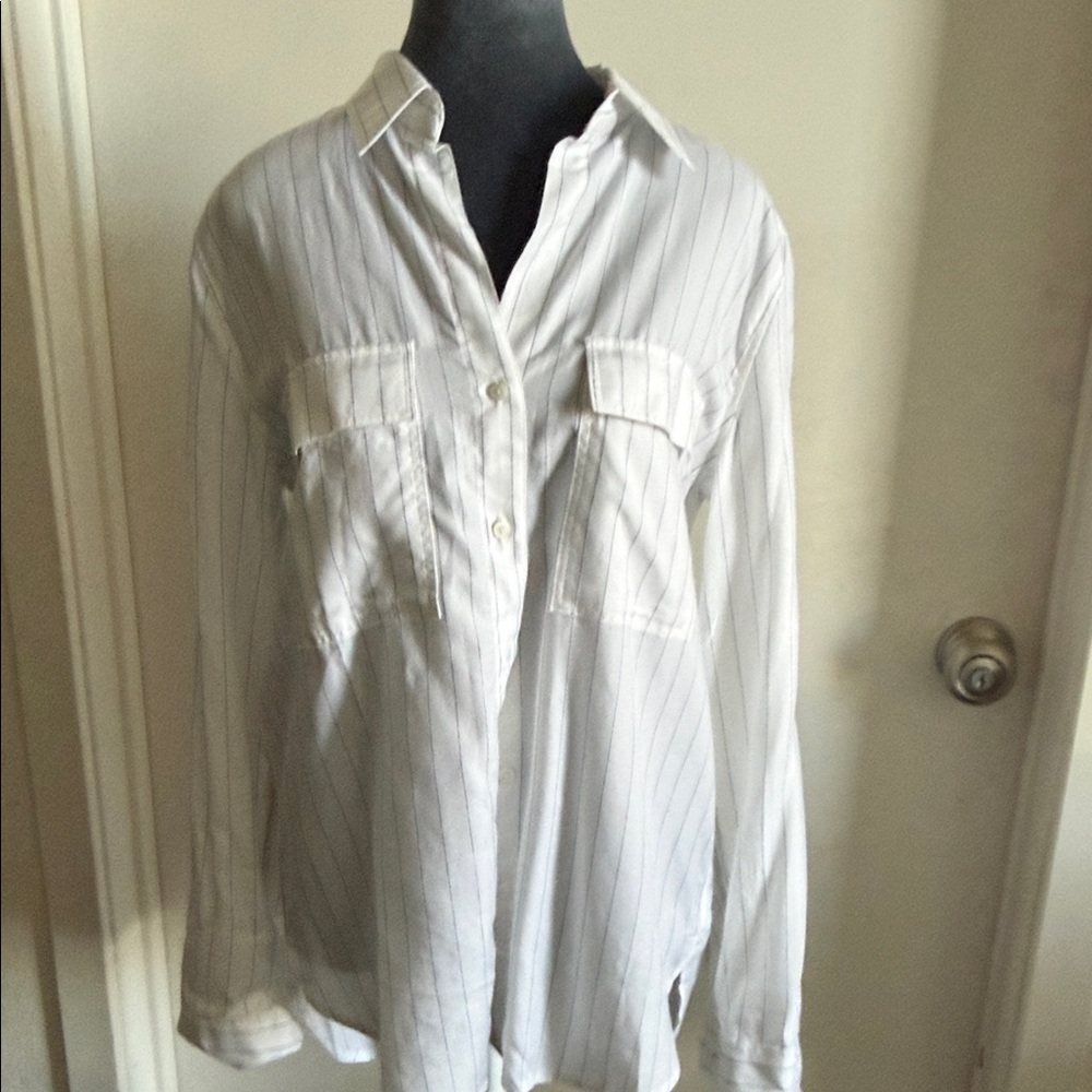 Aritzia Babaton White Striped Women’s Shirt, Small
